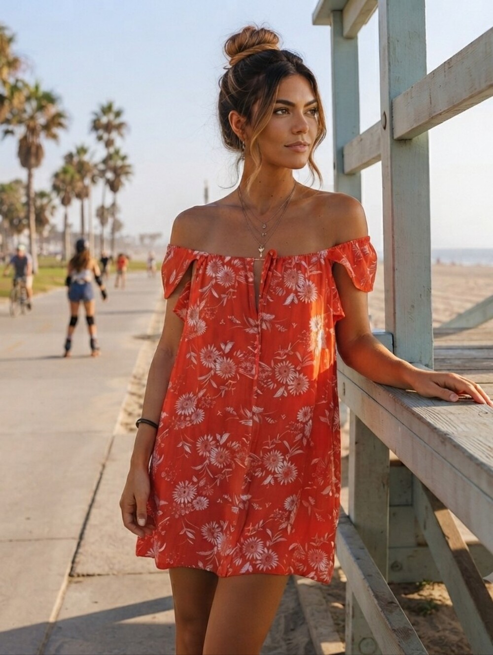 New Knot Sisters Floral Off-Shoulder Dress - Urban Outfitters